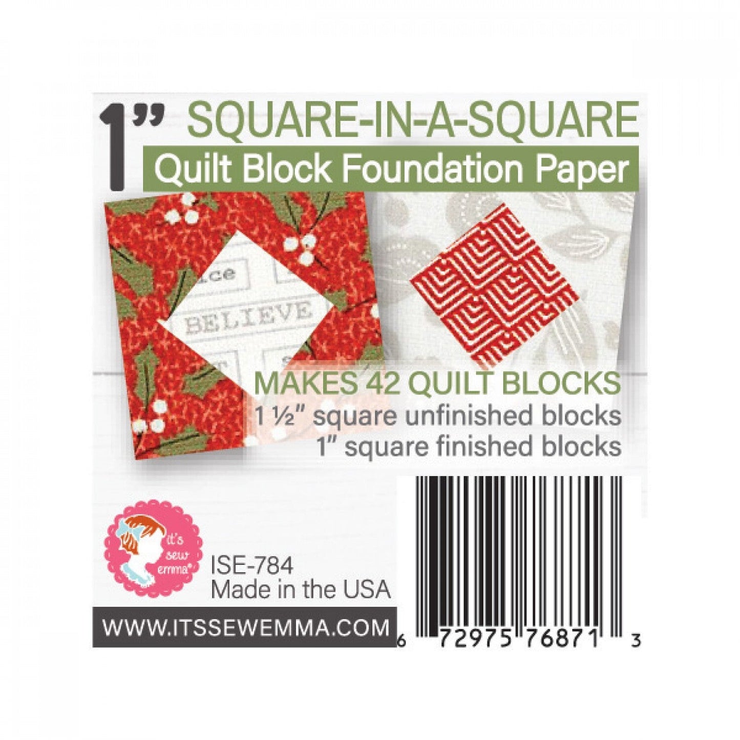 Foundation Paper - 102 mm Square in a Square Quilt Block Pad , pattern making and craft projects