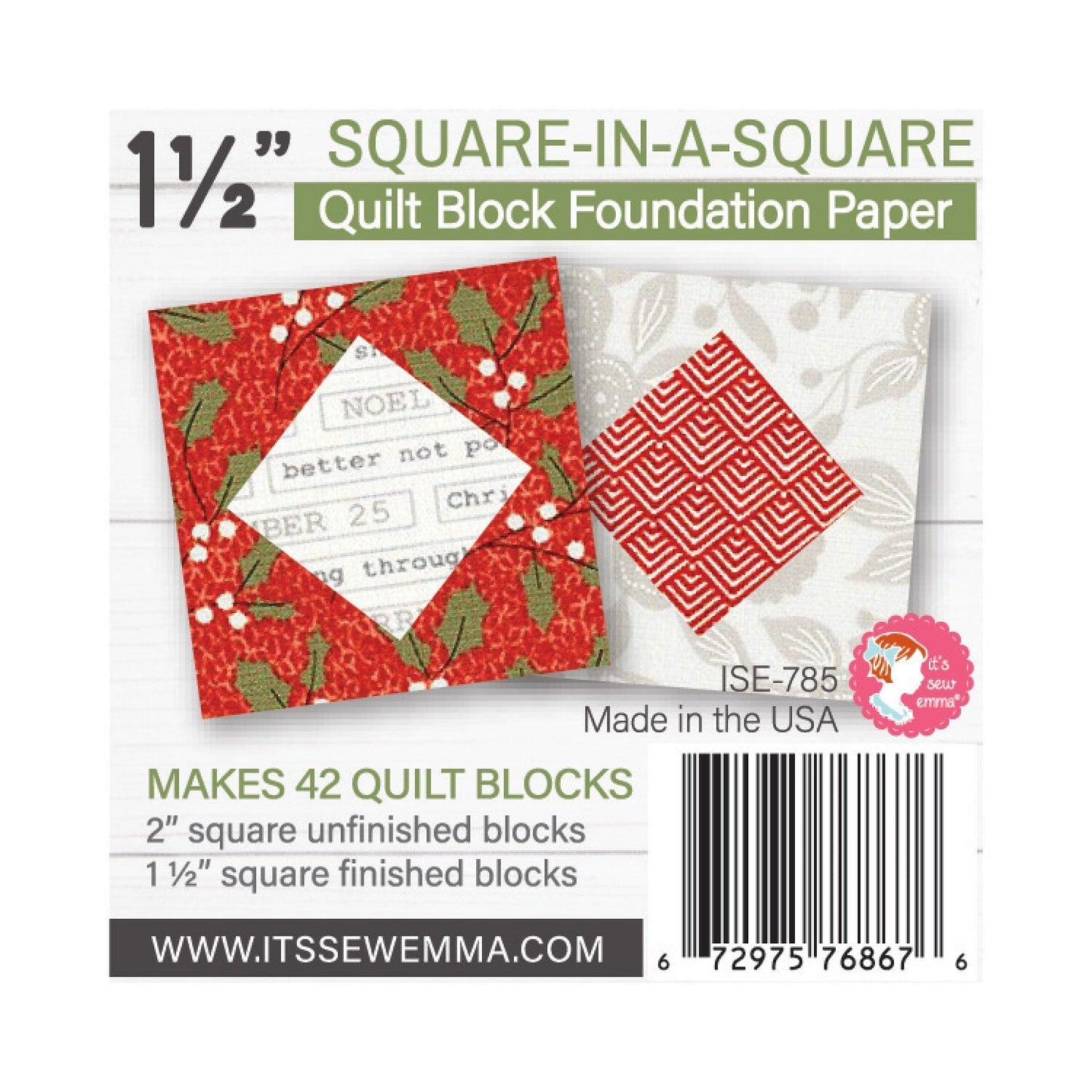 Foundation Paper - 102 mm Square in a Square Quilt Block Pad , pattern making and craft projects