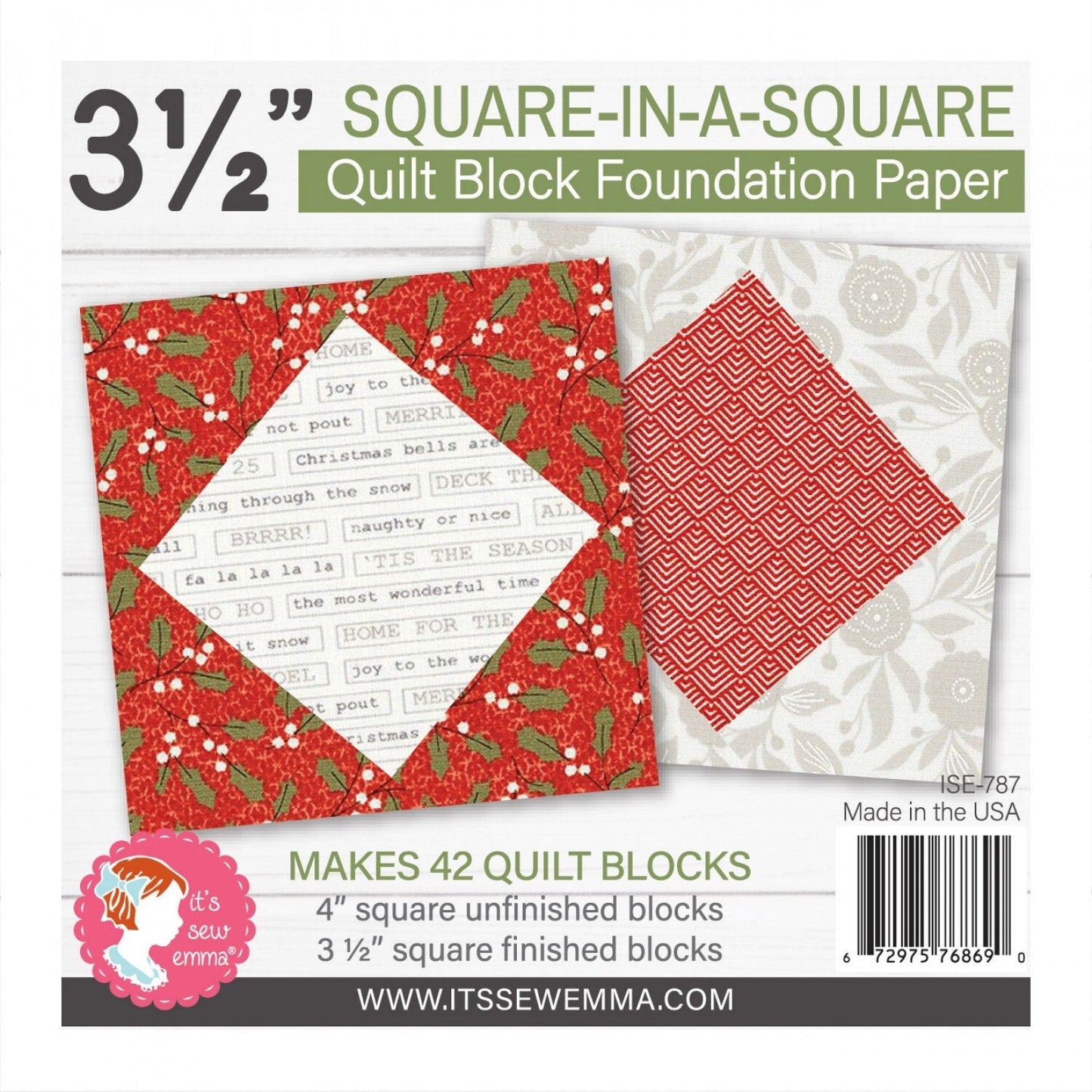 Foundation Paper - 102 mm Square in a Square Quilt Block Pad , pattern making and craft projects