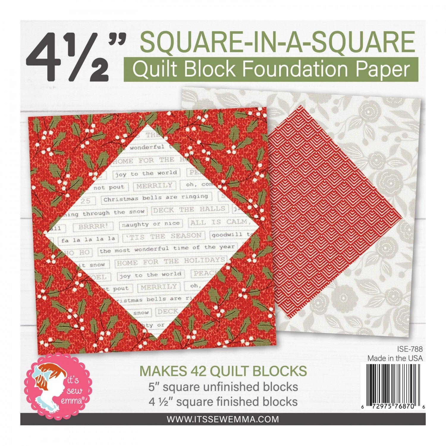 Foundation Paper 114 mm Square in a Square Quilt Block Pad by , pattern making and craft projects