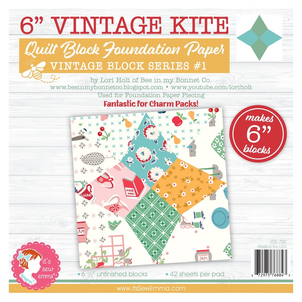 Foundation Paper - Vintage Kite Quilt Block 152 mm , pattern making and craft projects