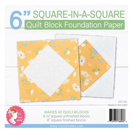 152 mm Square in a Square Quilt Block Foundation Paper , pattern making and craft projects