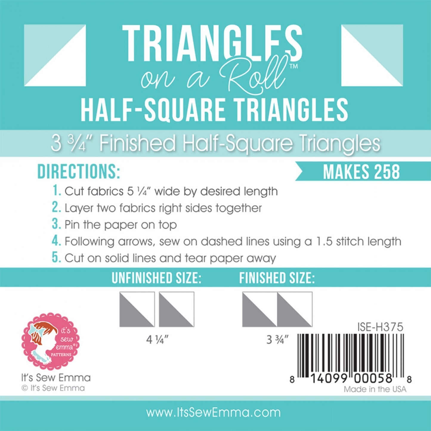 Triangles on a Roll 95 mm Half Square 50ft Roll ISE-H375 sewing and quilting product