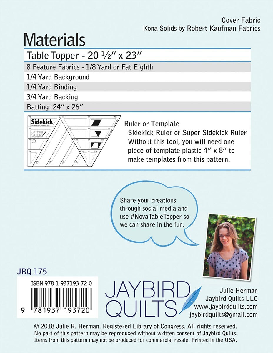 Jaybird Quilts Nova Table Topper Pattern , quilting and craft projects