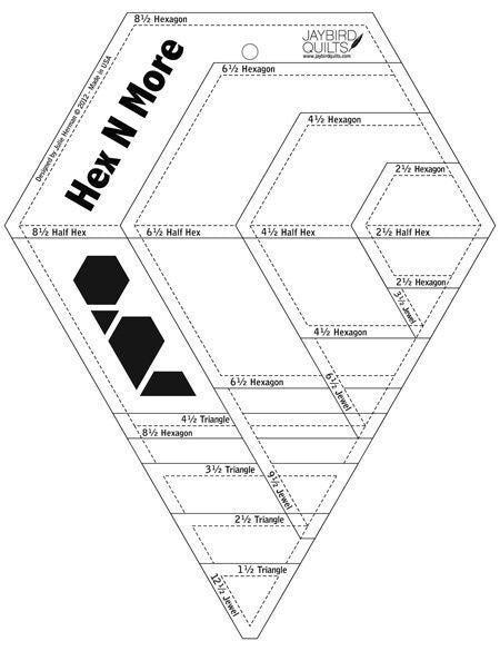 Jaybird Quilts Hex N More Ruler - JBQ201 for precise cutting, marking and patchwork