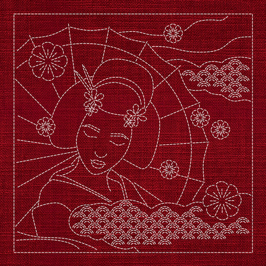 Sashiko AustralianGeisha CHERRY RED , piecing and stitching