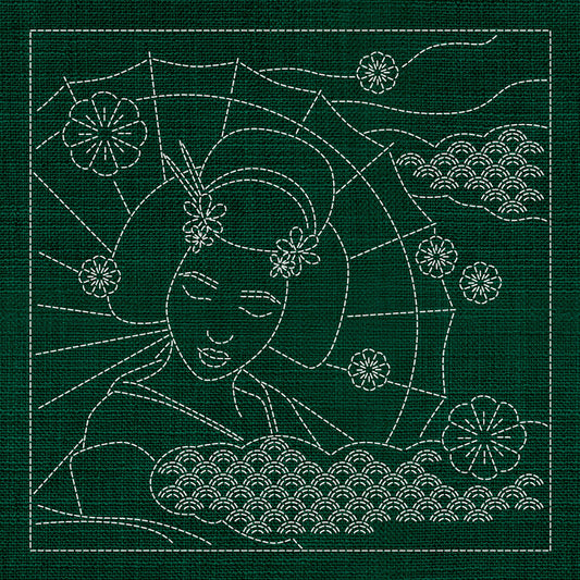 Sashiko Australia Geisha GREEN , piecing and stitching