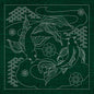 Sashiko Australia Butterfly Koi and Plum Blossom GREEN , piecing and stitching