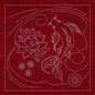 Sashiko Australia Butterfly Koi and Lotus Flower CHERRY RED , piecing and stitching
