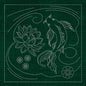 Sashiko Australia Butterfly Koi and Lotus Flower GREEN , piecing and stitching