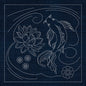 Sashiko Australia Butterfly Koi and Lotus Flower INDIGO , piecing and stitching