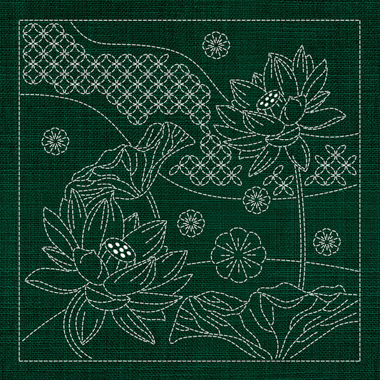 Sashiko Australia Japanese Flowers and Seven Treasures , piecing and stitching