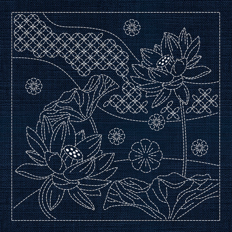 Sashiko Australia Japanese Flowers and Seven Treasures INDIGO , piecing and stitching