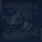 Sashiko Australia Butterfly Koi and Angled Seven Treasures - INDIGO , piecing and stitching