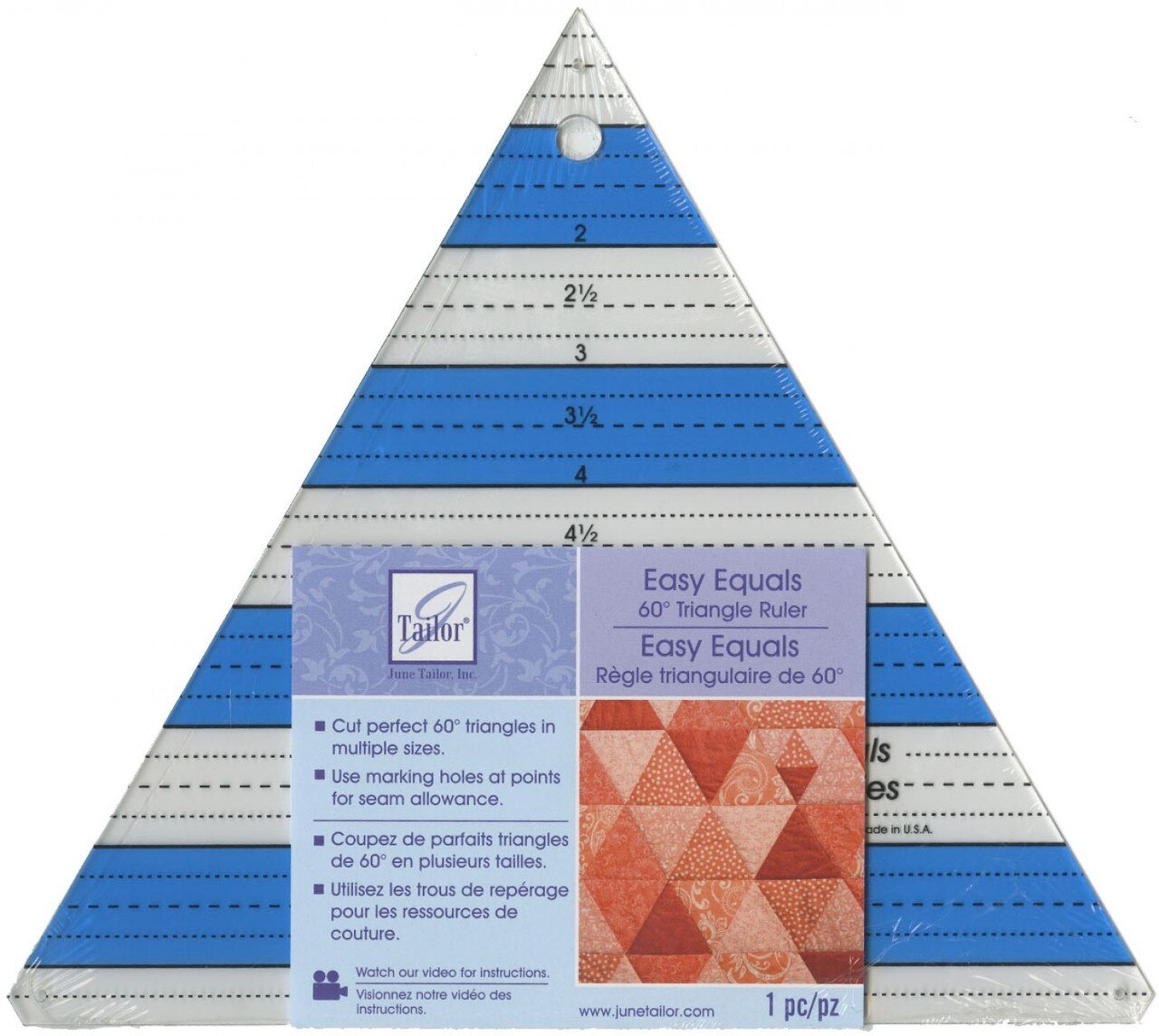June Tailor-Easy Equals 60 degree 216 mm Ruler for precise cutting, marking and patchwork