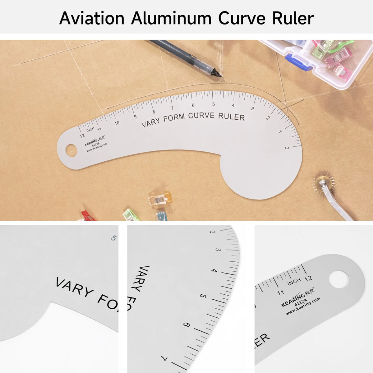 Kearing 12in Aluminium Curved Ruler