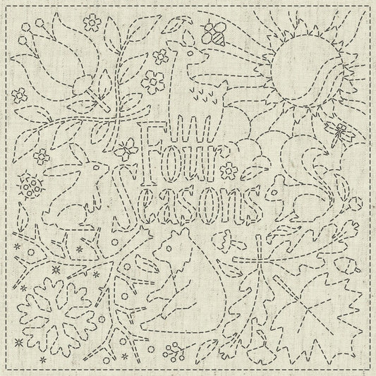 Sashiko Cloth - Four Seasons , piecing and stitching