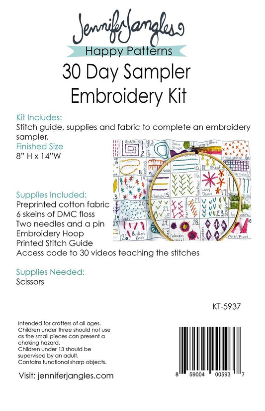 30 Day Sampler Embroidery Kit , quilting and craft projects