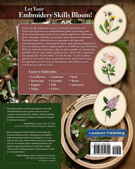Embroidering Plants and Flowers for Beginners Book for bag making and sewing projects