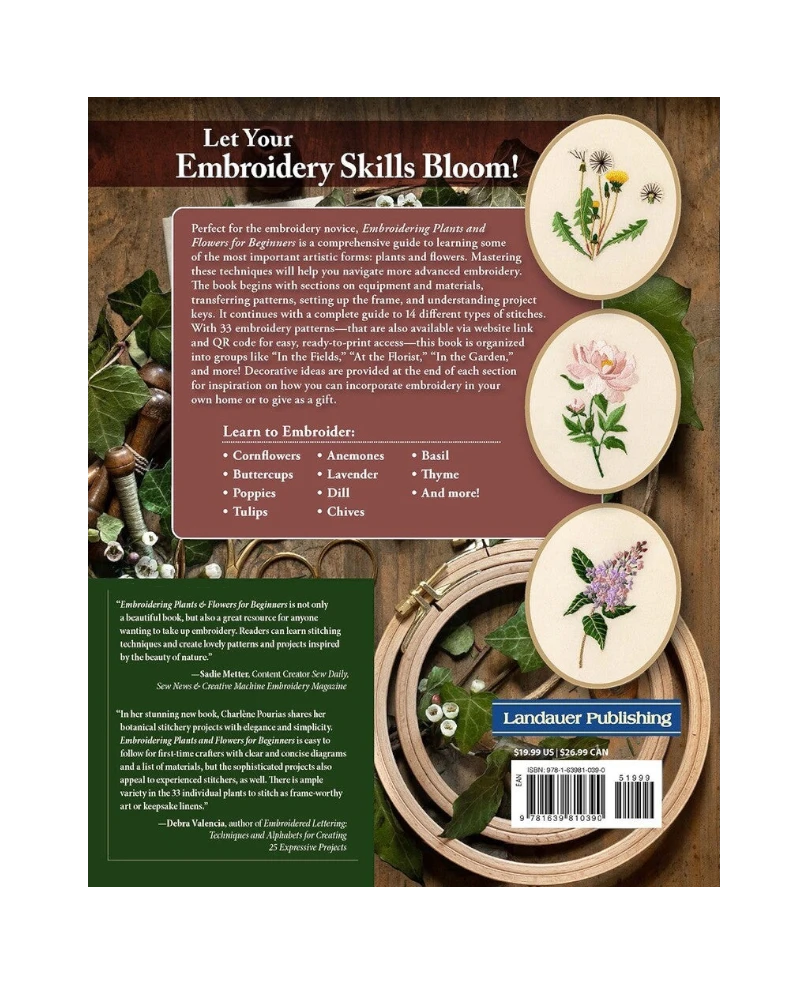 Embroidering Plants and Flowers for Beginners Book for bag making and sewing projects