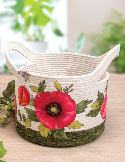 Creative Zigzag Rope Sewing – floral rope basket project