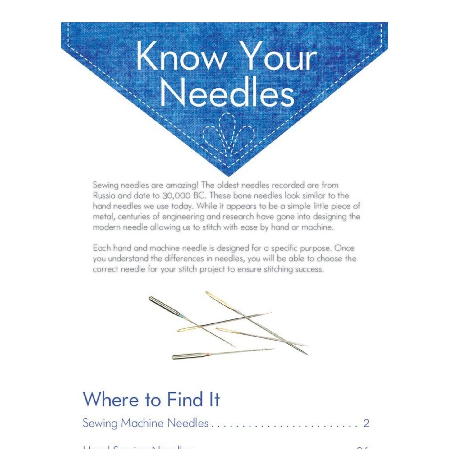 Know Your Needles , quilting and needlework