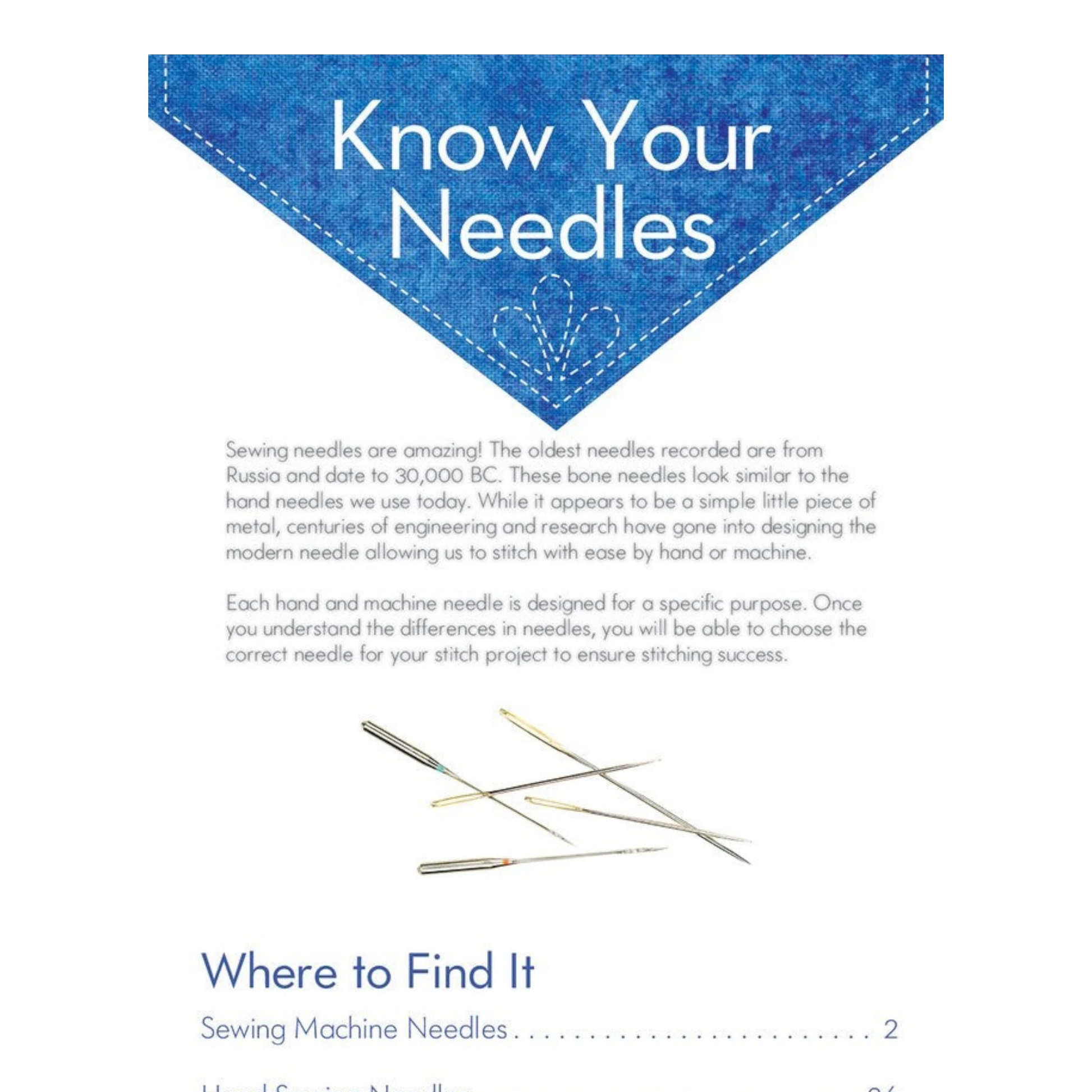 Know Your Needles , quilting and needlework