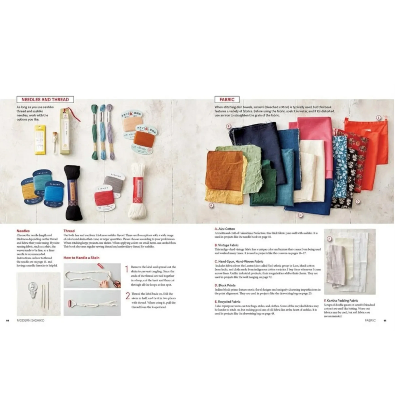 Modern Sashiko: 26 Mixed-Style Sashiko Projects for Everyday Items Book , piecing and stitching