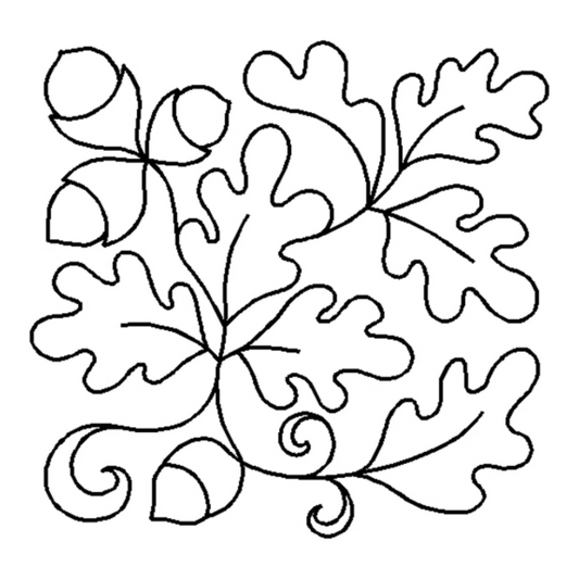 Everything Fabric Edyta Sitar 7in oak leaf block quilting stencil made of clear, reusable, flexible Mylar plastic.