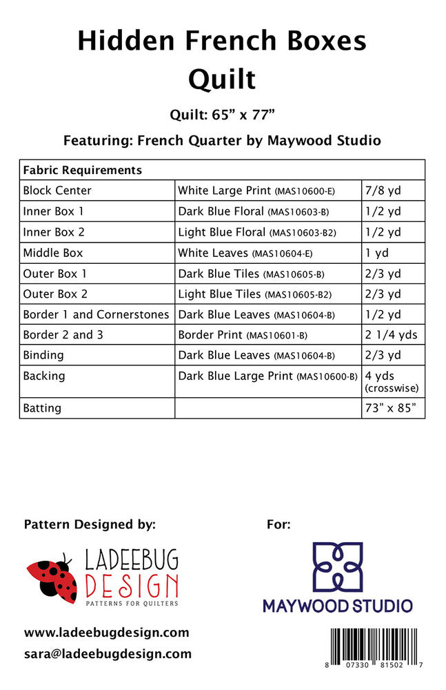 Hidden French Boxes Quilt Pattern , quilting and craft projects