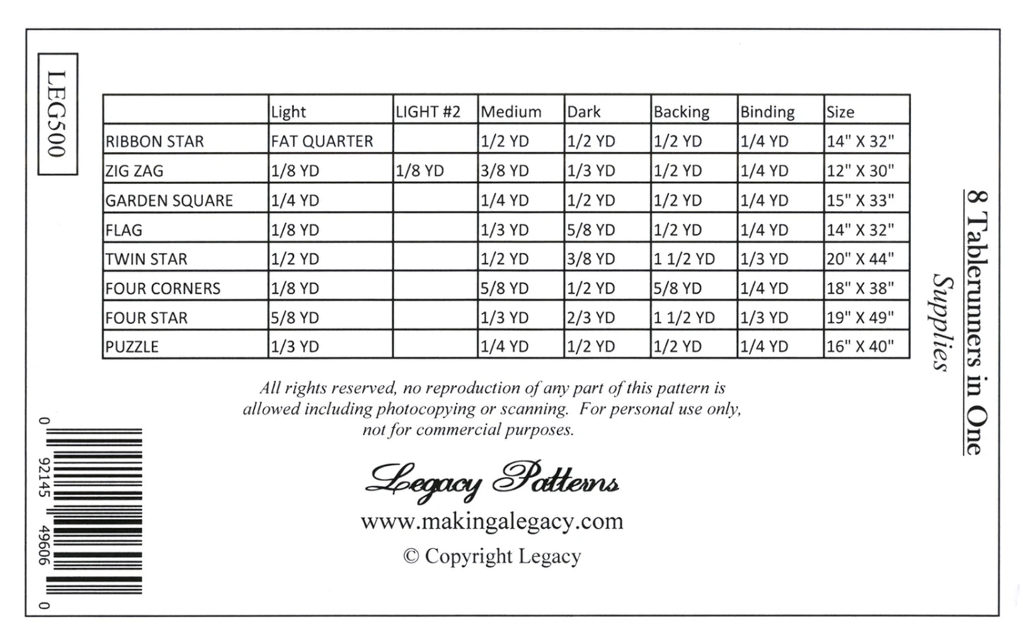 Legacy - Table Runner Collection