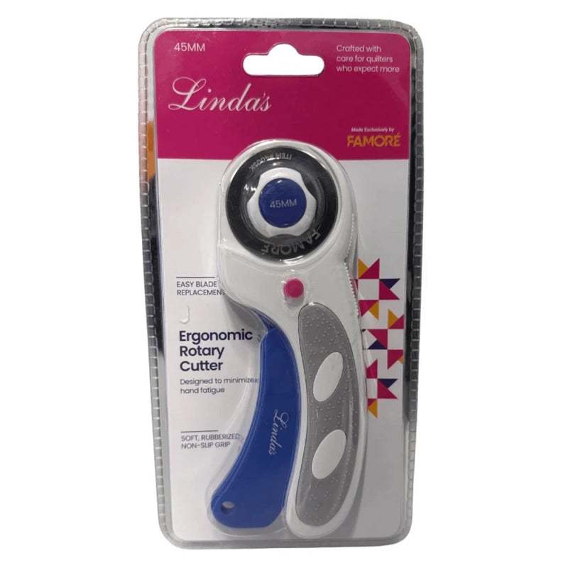 Linda's 45 mm Ergonomic Rotary Cutter , quilting and fabric cutting