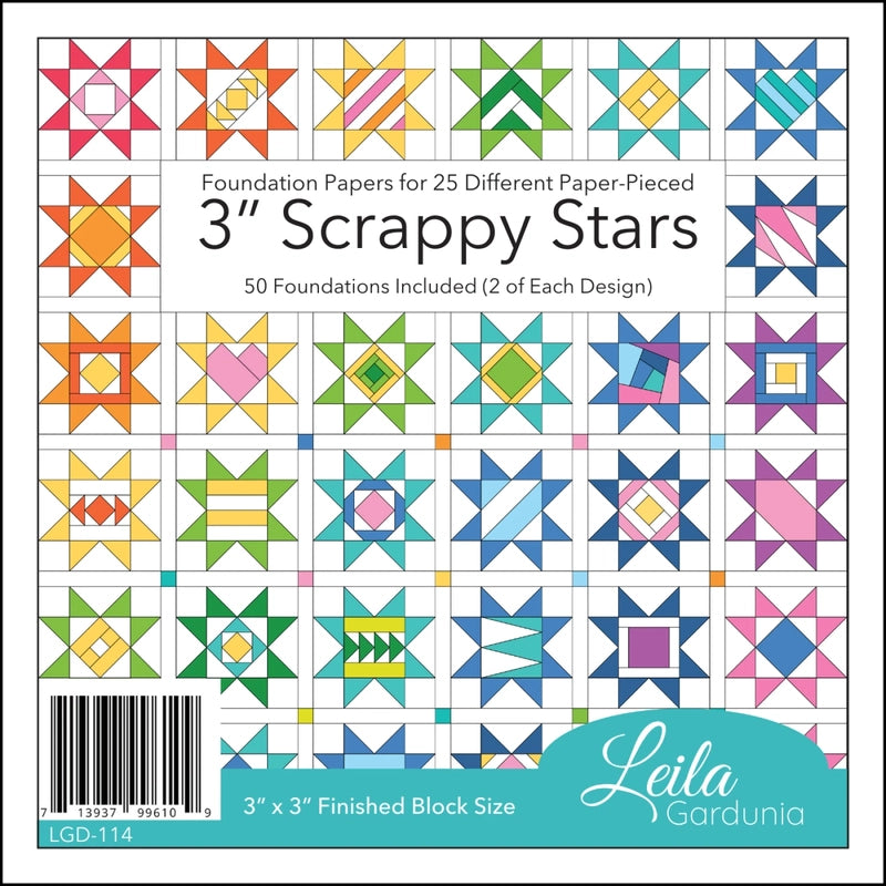 3in Scrappy Stars Foundation Pad , pattern making and craft projects