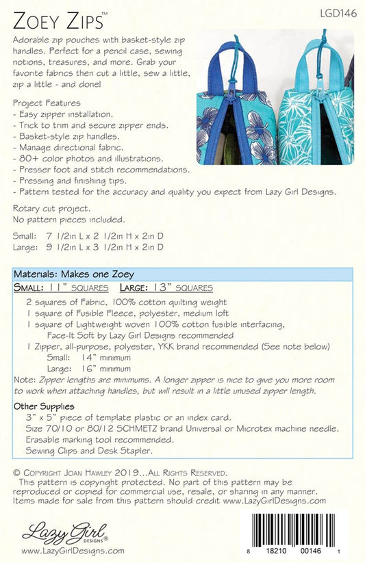 Zoey Zips Bag Pattern for bag making and sewing projects