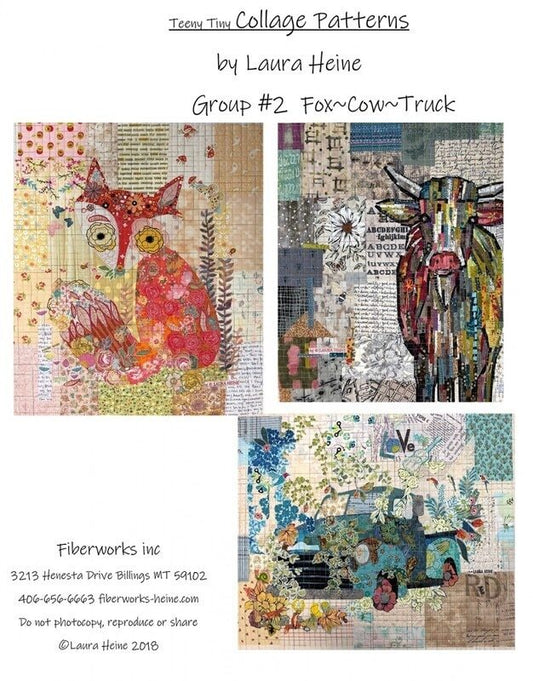 Laura Heine Teeny Tiny Collage Pattern Group 2-Old Blue, Freida, Abilene , quilting and craft projects