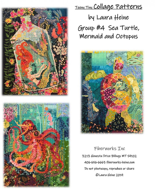 Laura Heine Teeny Tiny Collage Pattern Group 4 - 3 patterns , quilting and craft projects
