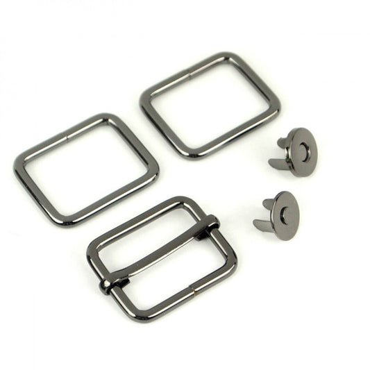Charade Hardware Kit - Gunmetal for bag making and sewing projects