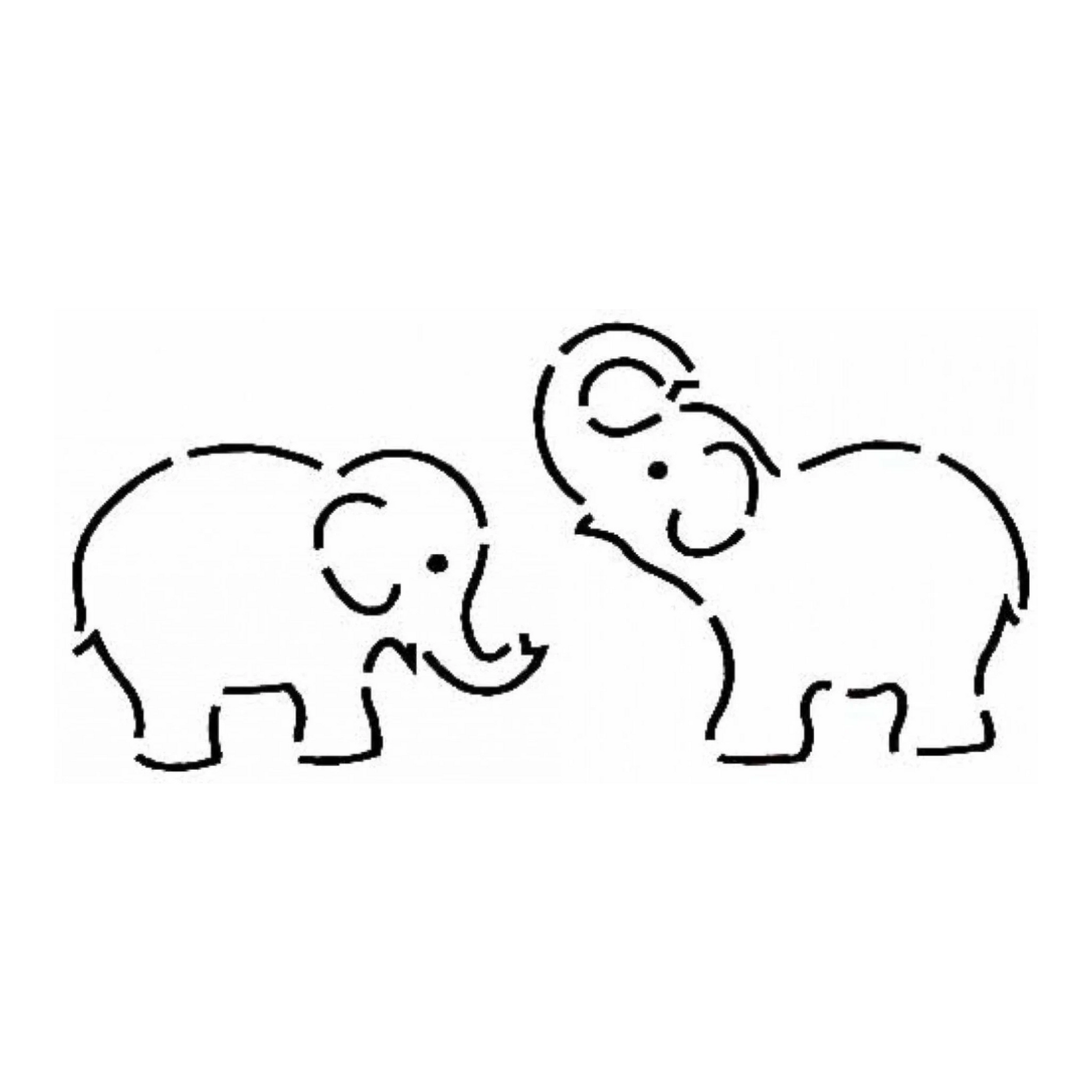Quilt Stencil - ELEPHANTS 102 mm for precise cutting, marking and patchwork