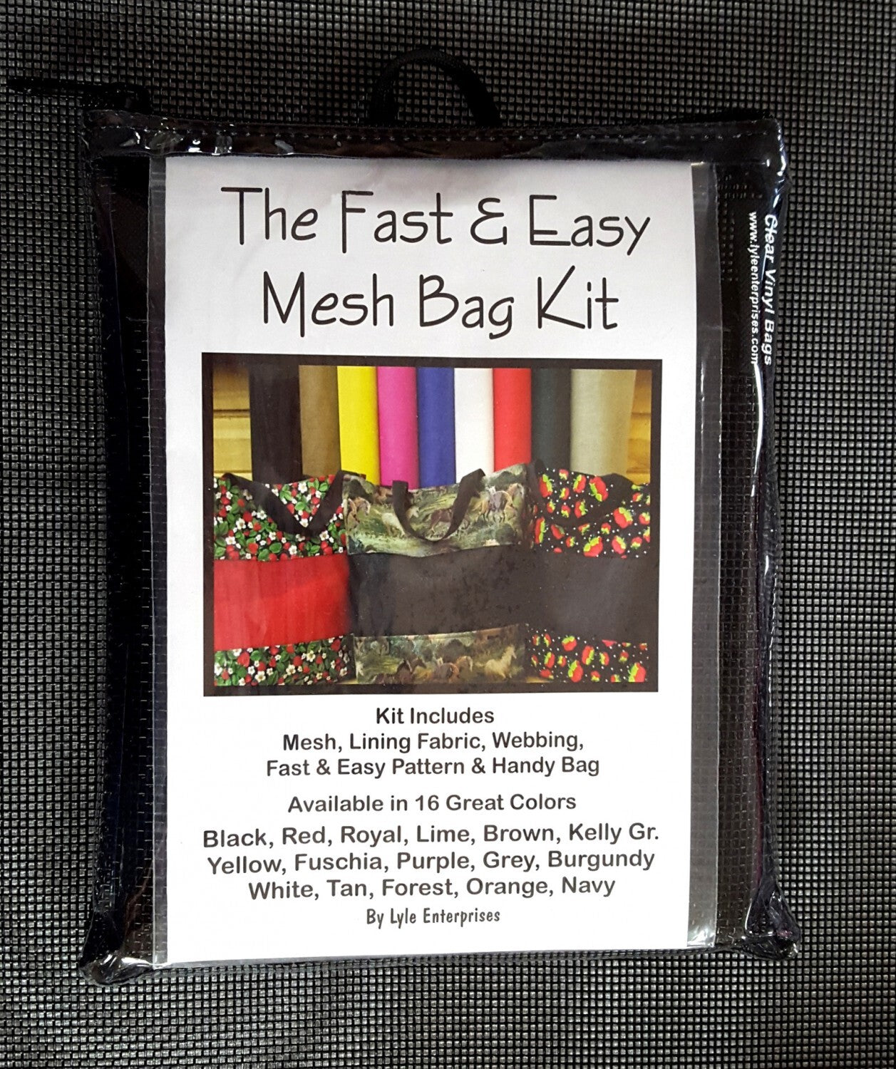 Fast and Easy BLACK Mesh Bag Kit for bag making, sewing and creative projects