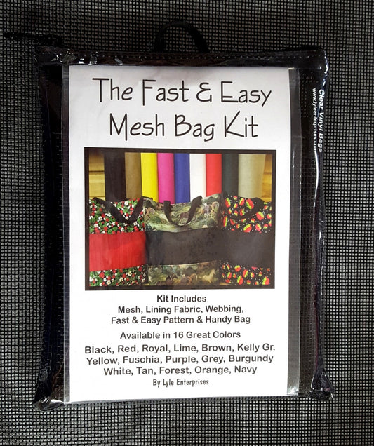 Fast and Easy BLACK Mesh Bag Kit for bag making, sewing and creative projects