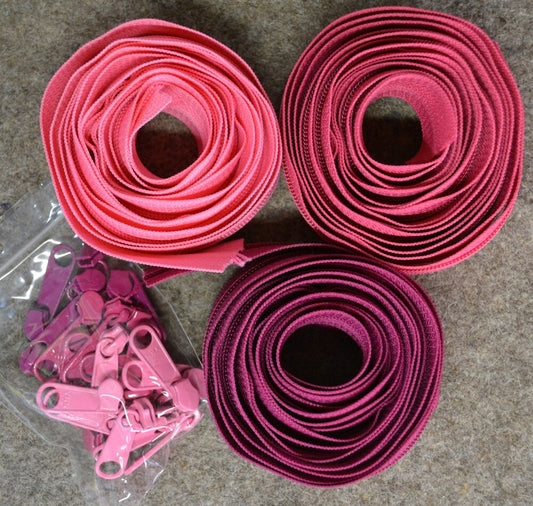 Pam Damour Reversible Coil Zippers - Be Mine for bag making and sewing projects