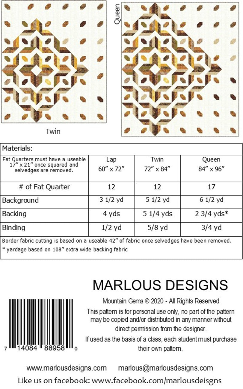 Mountain Gems Quilt Pattern , quilting and craft projects