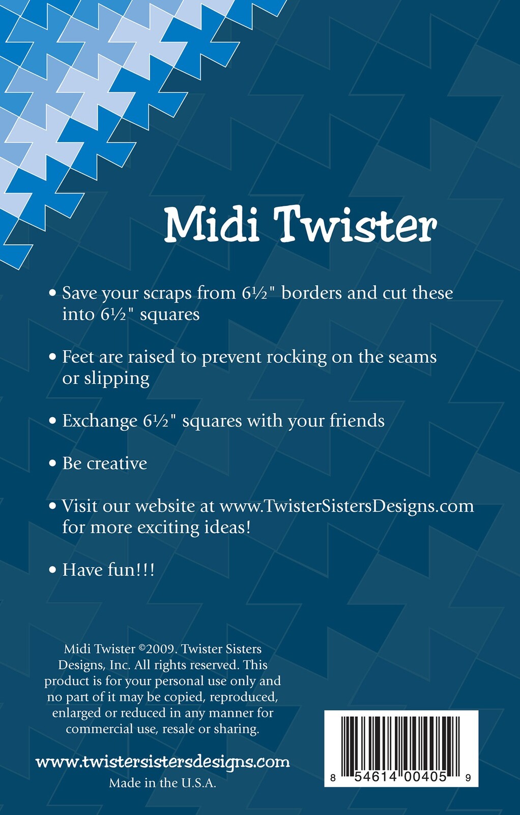 Midi Twister Pinwheel Template for precise cutting, marking and patchwork