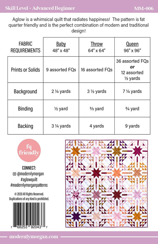 Aglow Quilt Pattern , quilting and craft projects