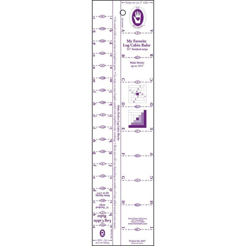 Marti Michell - My Favourite Log Cabin Ruler - 3/4 to 1 1/51 mm Log Cabin Strips for precise cutting, marking and patchwork