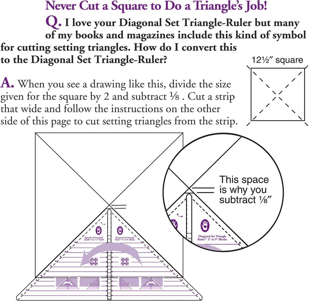 Cut N Flip Diagonal Set Triangle Ruler 152 mm to 406 mm for precise cutting, marking and patchwork