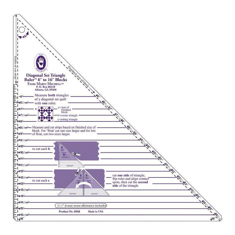 Cut N Flip Diagonal Set Triangle Ruler 152 mm to 406 mm for precise cutting, marking and patchwork