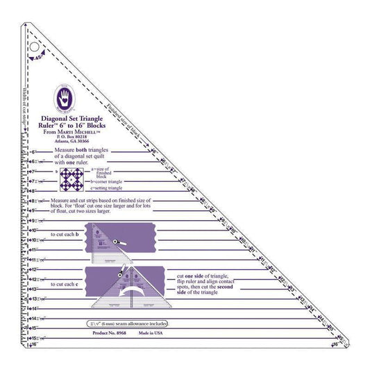 Cut N Flip Diagonal Set Triangle Ruler 152 mm to 406 mm for precise cutting, marking and patchwork