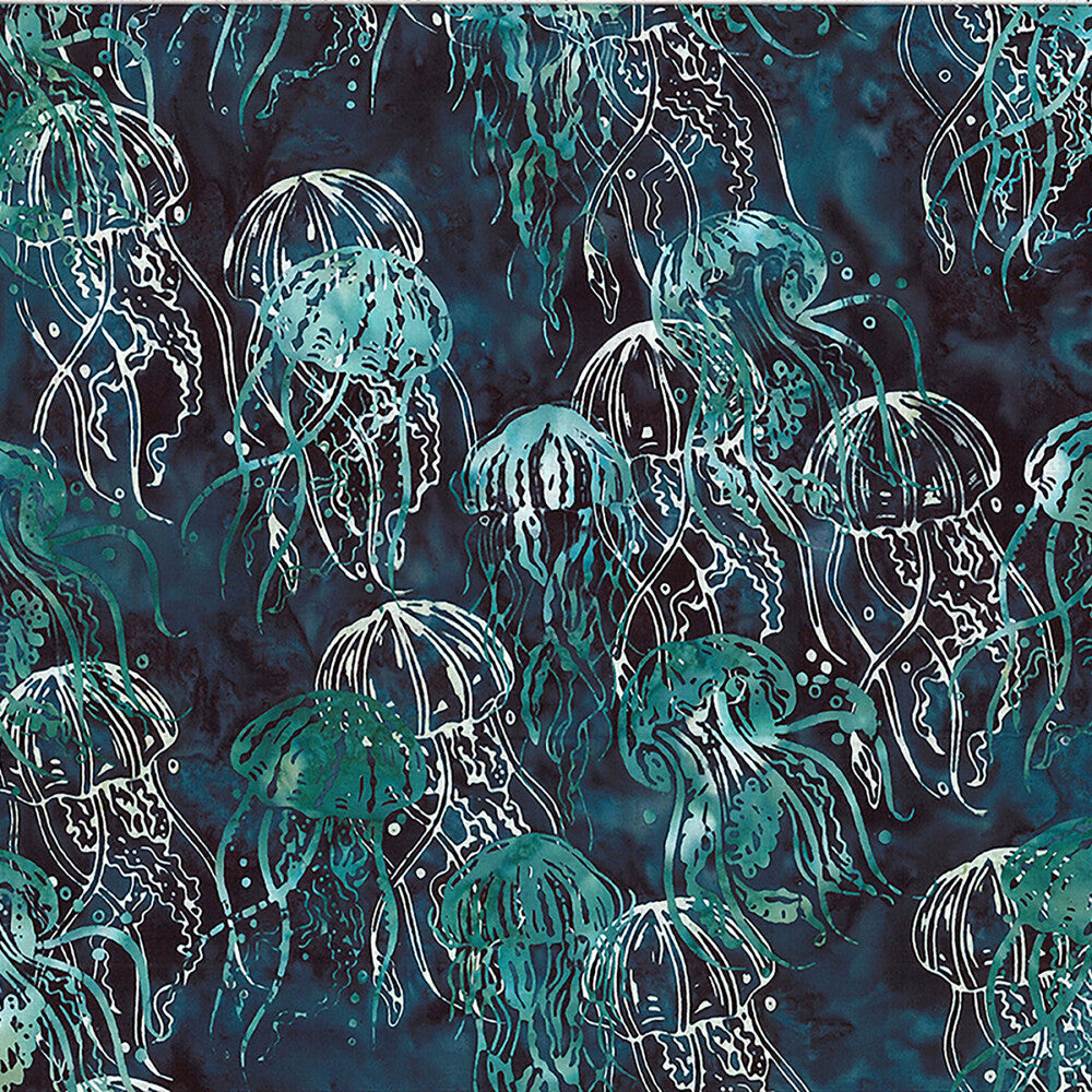 Jelly Fish Batik - Deep Teal for patchwork, quilting and sewing