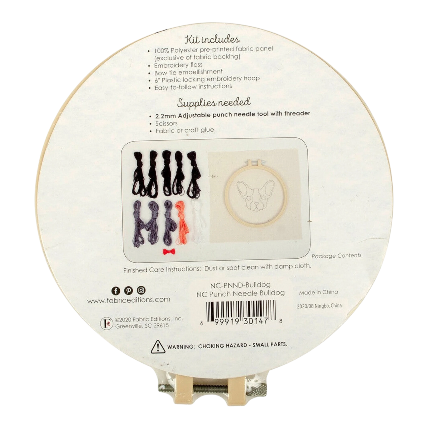Punch Needle 152 mm Hoop Bulldog KIT for embroidery, stitching and needlework